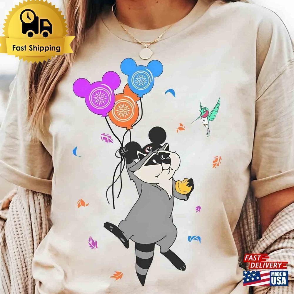 Cute Meeko Raccoon Flit Mickey Balloons Disney Mashup T-Shirt